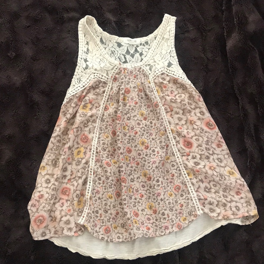 Beige floral tank top